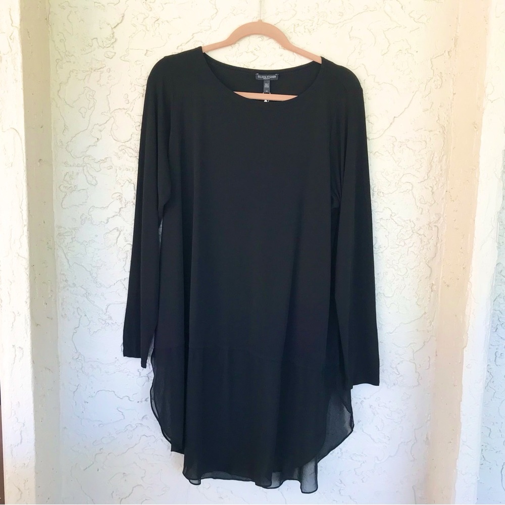 Eileen Fisher Woman Bateau Neck Silk Tunic, Sz1X, NWT - Picture 3 of 7